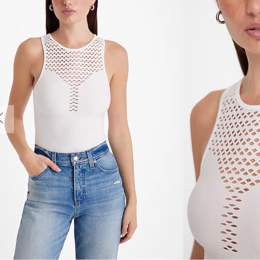 New with tags Express mesh bodysuit, white, size S/M